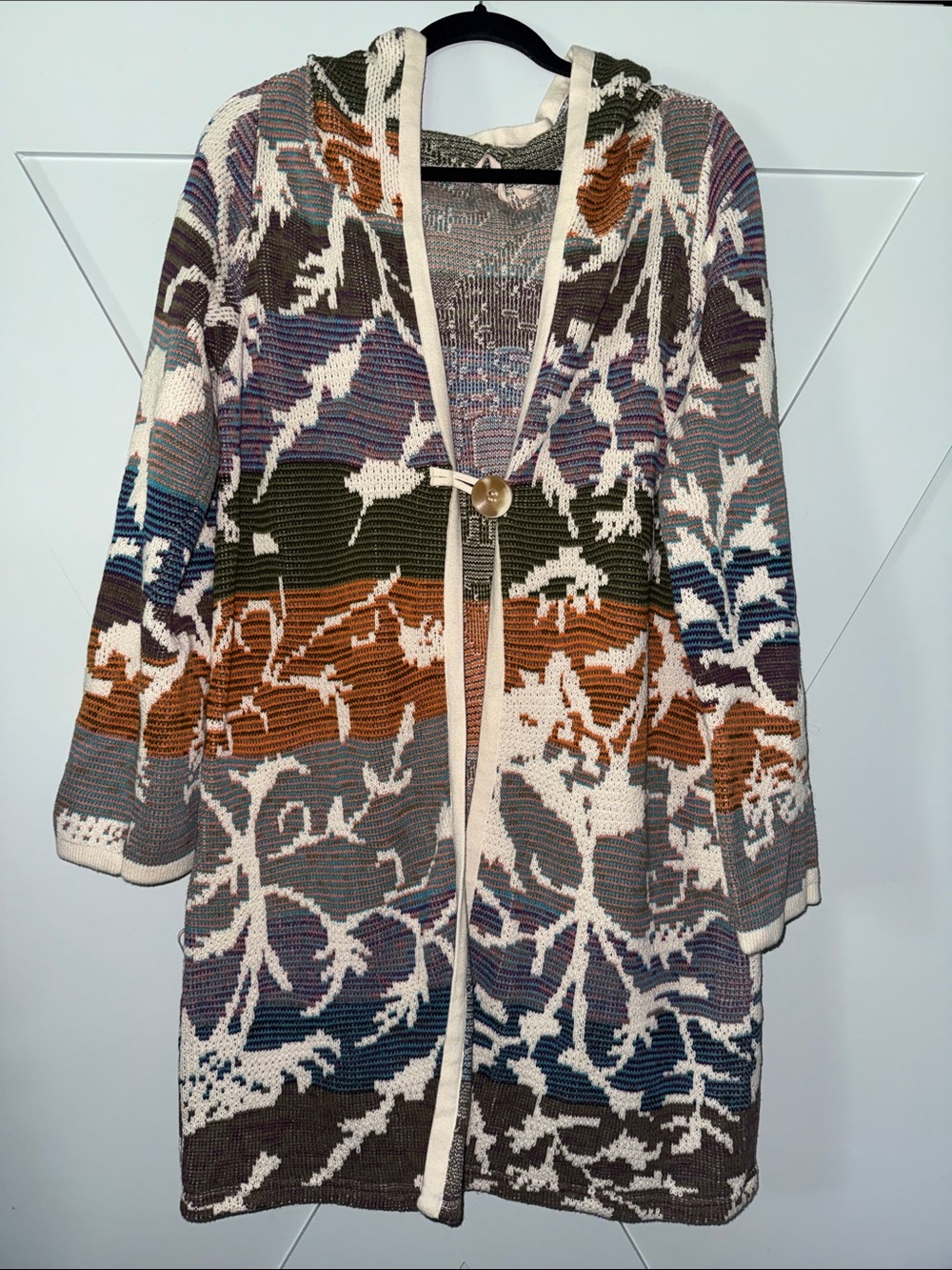 Multi-Color Hooded Knit Cardigan Sweater